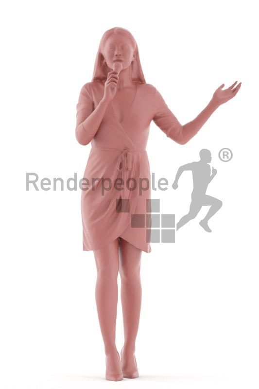 3d people event, asian 3d woman standing and singing