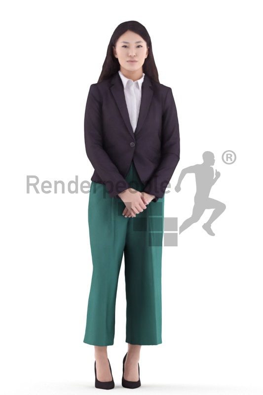 3d people business, asian 3d woman standing