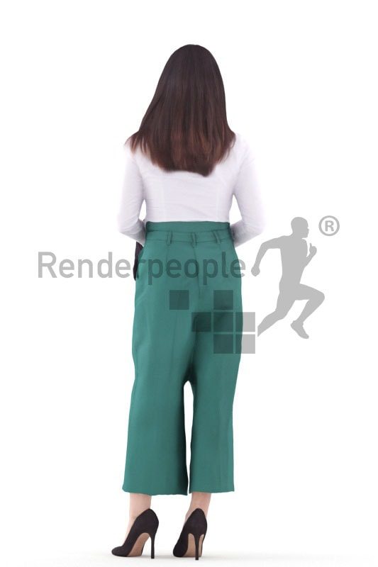 3d people business, asian 3d woman standing and holding jacket