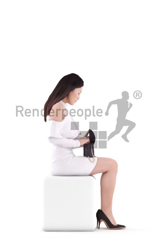 3d people event, asian 3d woman sitting