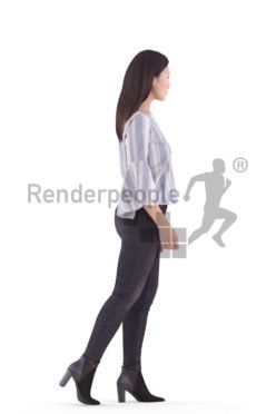 3d people casual, asian 3d man walking and climbing stairs