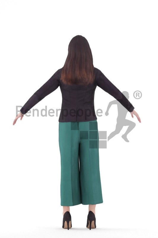 Rigged human 3D model by Renderpeople, asian woman, smart casual/ business