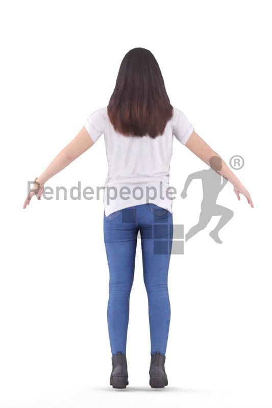 Rigged 3D People model by Renderpeople - Asian woman in daily outfit