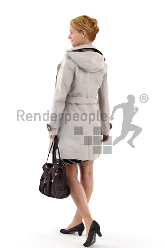 3d people shopping, white 3d woman with a purse