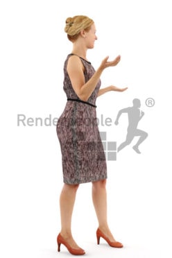 3d people event, white 3d woman wearing a dress