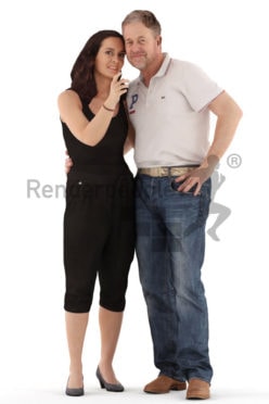 3d people casual, white 3d couple standing