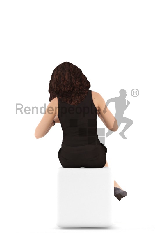 3d people casual. woman sitting and eating