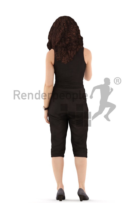 3d people casual. woman standing with a champagne glas