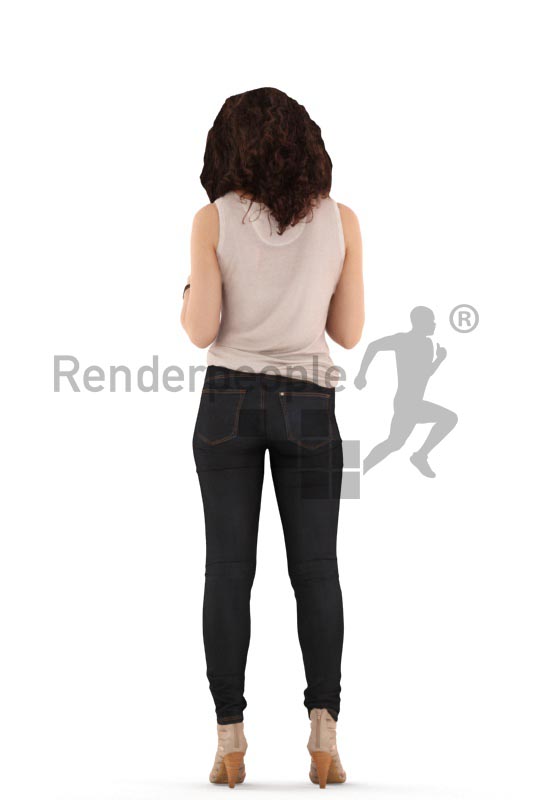 3d people casual. woman standing and reading a magazine