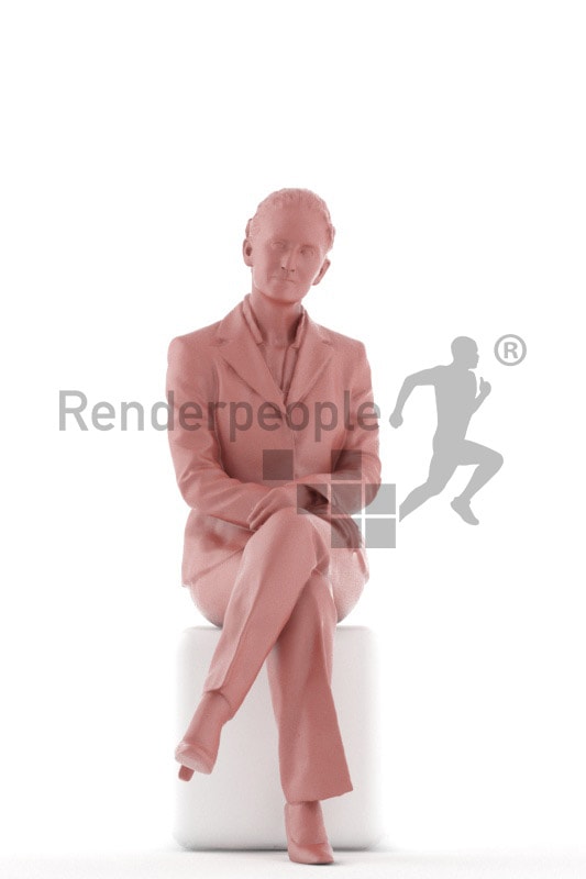 3d people business woman sitting and waiting