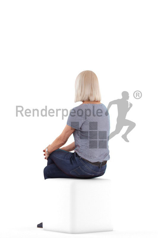 3D People model for 3ds Max and Blender – best ager european woman, sitting
