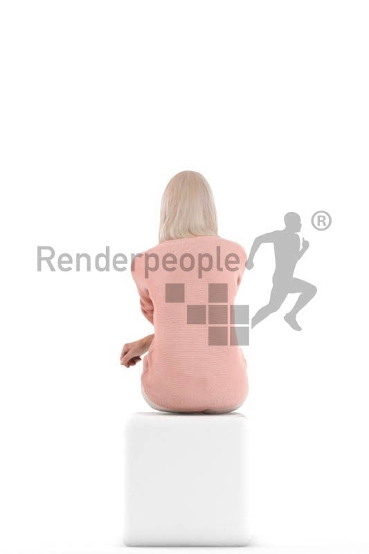 Scanned human 3D model by Renderpeople – sitting with casual clothes