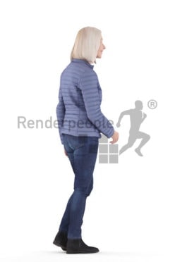 3D People model for 3ds Max and Blender – elderly white woman, outdoor, walking