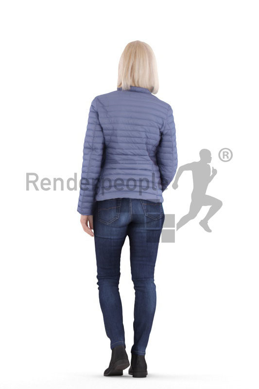 3D People model for 3ds Max and Blender – elderly white woman, outdoor, walking