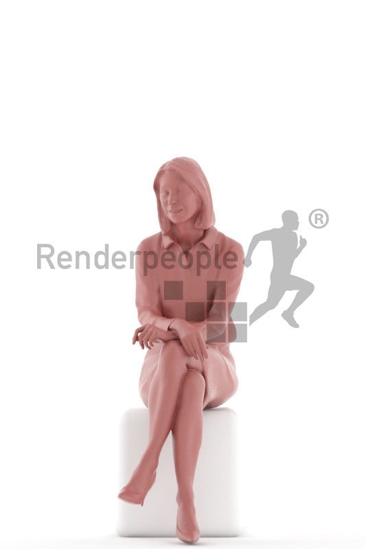 3D People model for 3ds Max and Sketch Up – elderly european woman sitting in business clothes and communicating