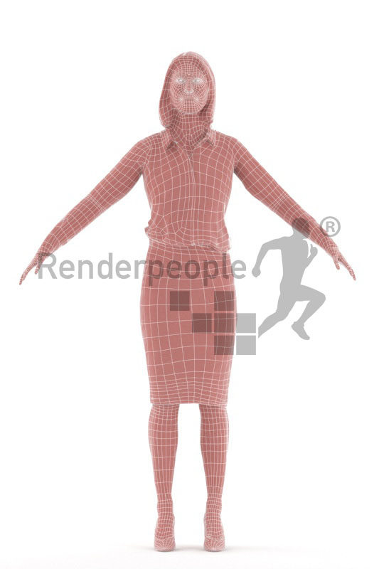 Rigged 3D People model for Maya and 3ds Max – elderly white woman in office look