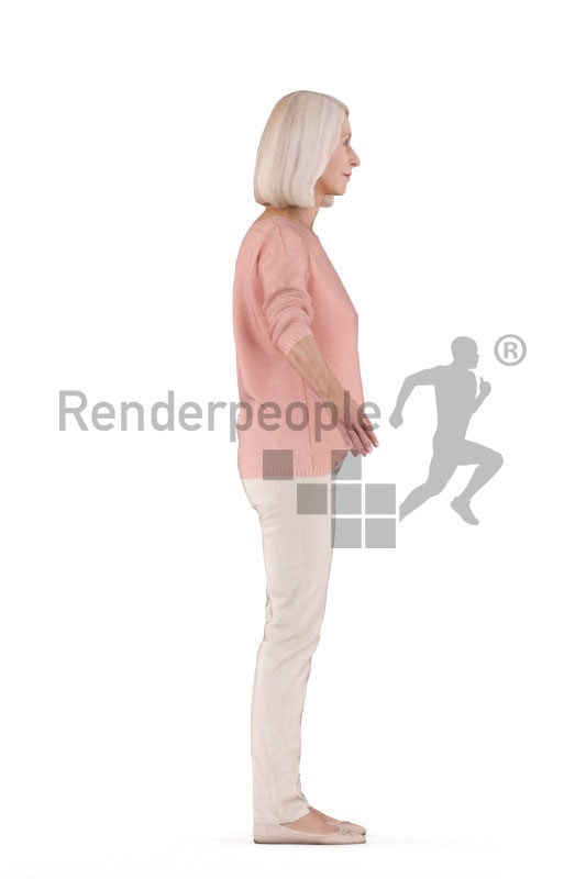 Rigged human 3D model by Renderpeople -elderly white woman in smart casual look