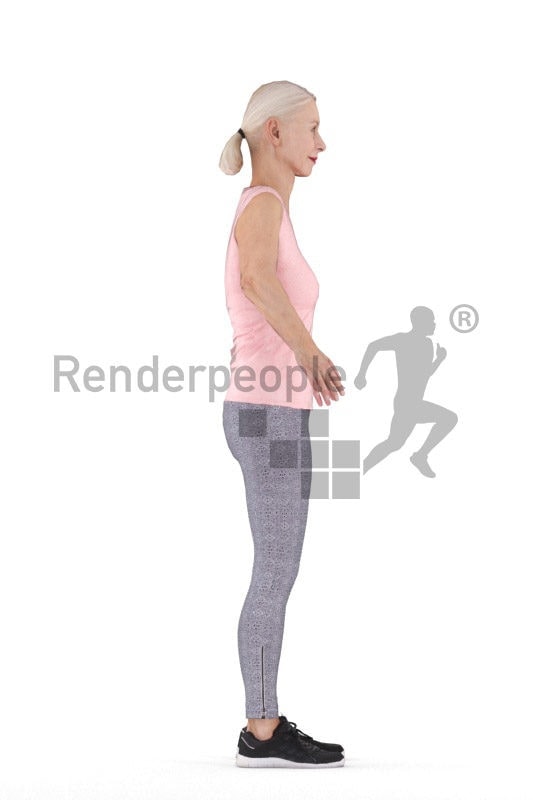 Rigged 3D People model for Maya and 3ds Max – elderly white woman in sports wear