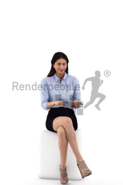 3d people business, middle eastern 3d woman sitting and typing