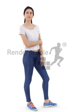 3d people sports, middle eastern 3d woman getting ready for a run