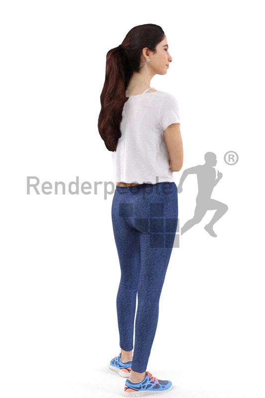 3d people sports, middle eastern 3d woman getting ready for a run