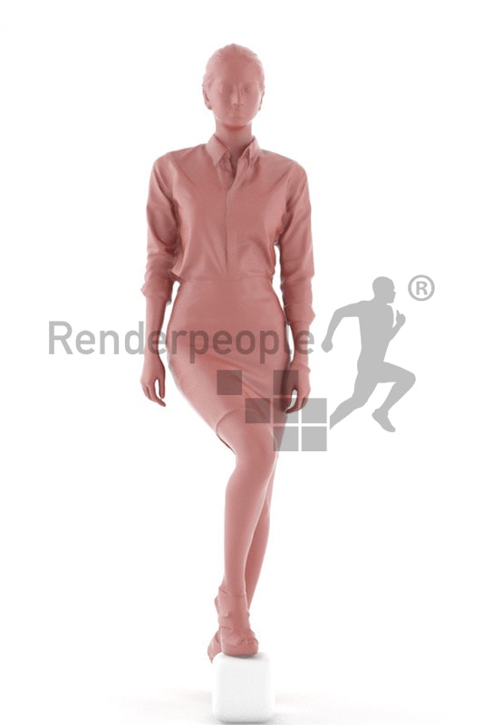 3d people business, middle eastern 3d woman walking stairs