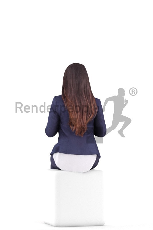 3d people business woman sitting and typing