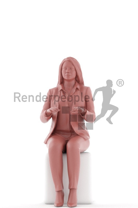 3d people business woman sitting and typing