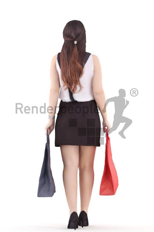3d people event, south american 3d woman shopping