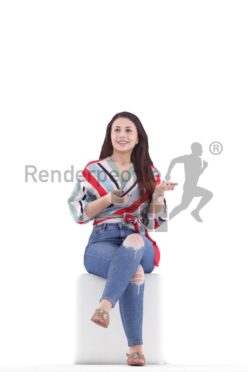 3d people casual, south american 3d woman sitting and talking