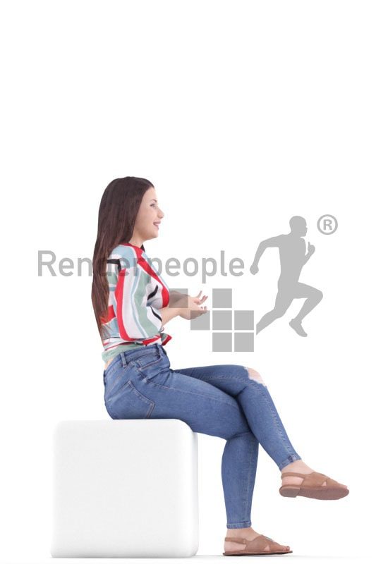 3d people casual, south american 3d woman sitting and talking