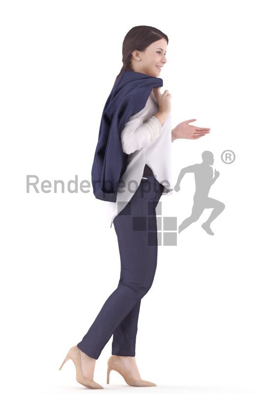 3d people casual, south american 3d woman walking and talking