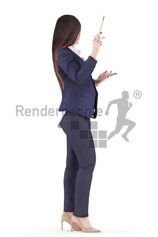 3d people business, caucasian woman standing and presenting