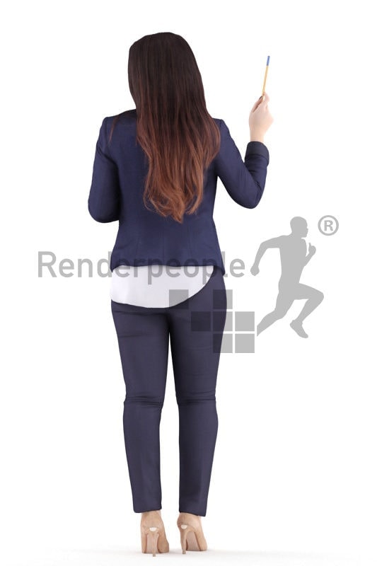 3d people business, caucasian woman standing and presenting