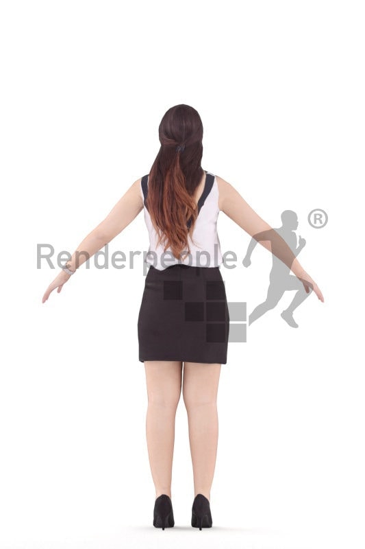 Rigged human 3D model by Renderpeople, white woman, business