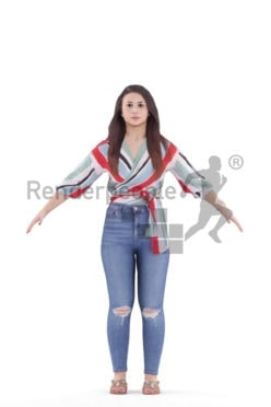 Rigged 3D People model for Maya and Cinema 4D, white woman, casual