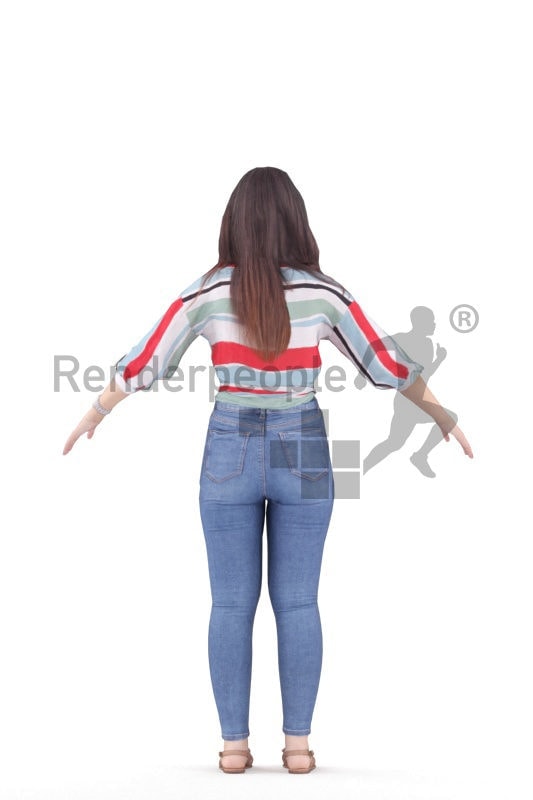 Rigged 3D People model for Maya and Cinema 4D, white woman, casual
