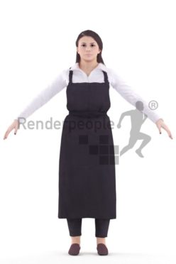 3d people waiter, rigged woman in A Pose