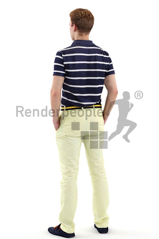 3d people casual, white 3d man standing with his hands in his pockets
