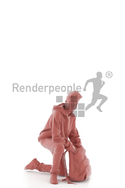 3d people kids, white 3d child with his backpack