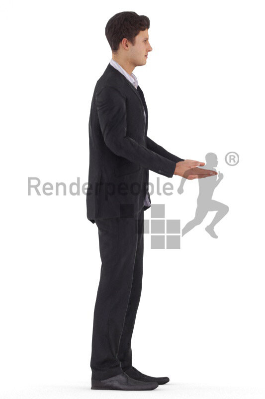 3D People model for animations – eurpoean male in a suit, standing and talking