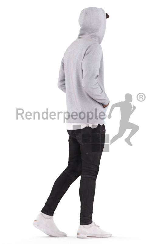 3D People model for 3ds Max and Maya – white man walking in a hoodie