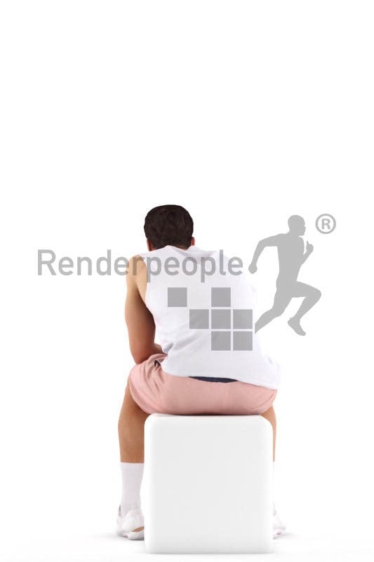 Photorealistic 3D People model by Renderpeople – white man sitting in sports wear
