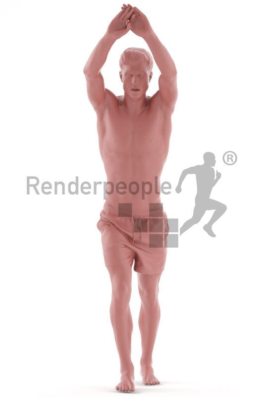 3D People model for 3ds Max and Sketch Up – white man in swimm wear jumping into the water