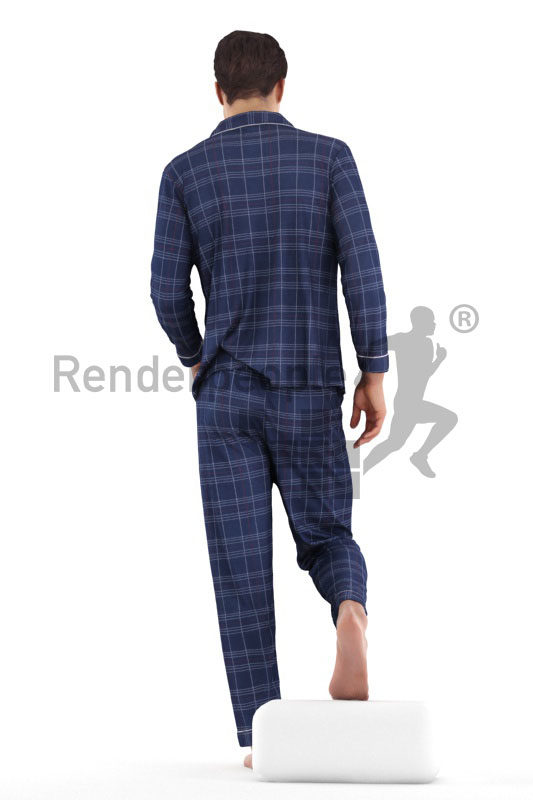3D People model for 3ds Max and Maya – white man, walking downstairs in sleep wear