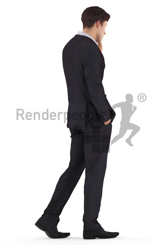 3d people business,3d white man, walking and calling