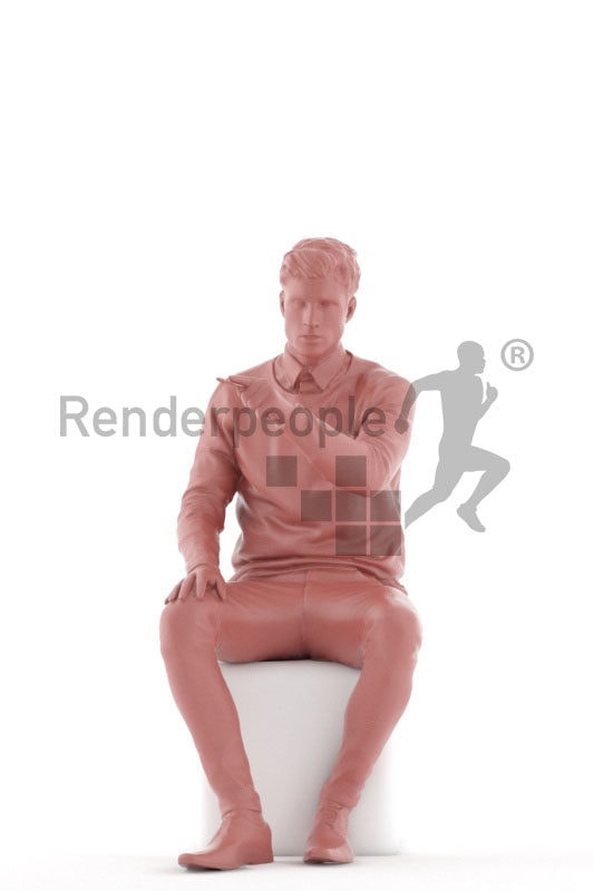 3d people smart casual, 3d white man, walking and calling