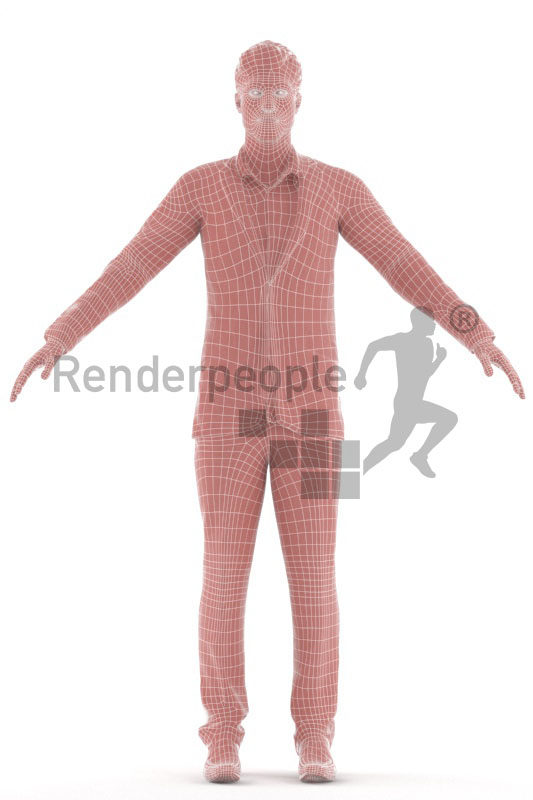 Rigged human 3D model by Renderpeople – European man in business suit