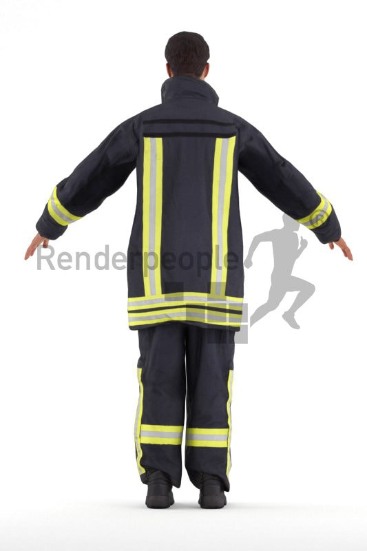 Rigged 3D People model for Maya and Cinema 4D – european firefighter