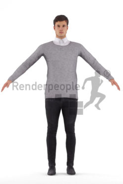 3d people smart casual, 3d white man rigged